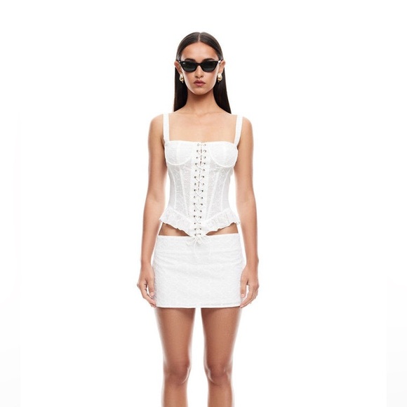 Lioness Tops - Lioness PROPHECY TIE UP CORSET | PORCELAIN C11